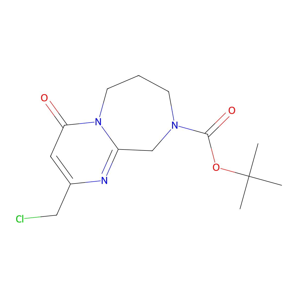 Tert-Butyl 2-(Chloromethyl)-4-Oxo-6,7,8,10-Tetrahydropyrimido[1,2-A][1,4]Diazepine-9(4H)-Carboxylate molecular structure, CAS 1330765-91-7