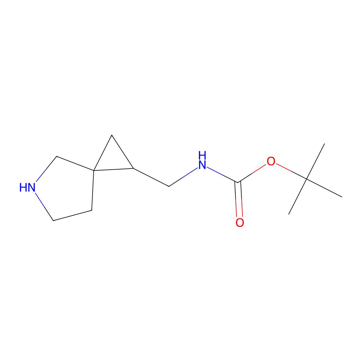 tert-Butyl ((5-azaspiro[2.4]heptan-1-yl)methyl)carbamate molecular structure, CAS 1330765-98-4