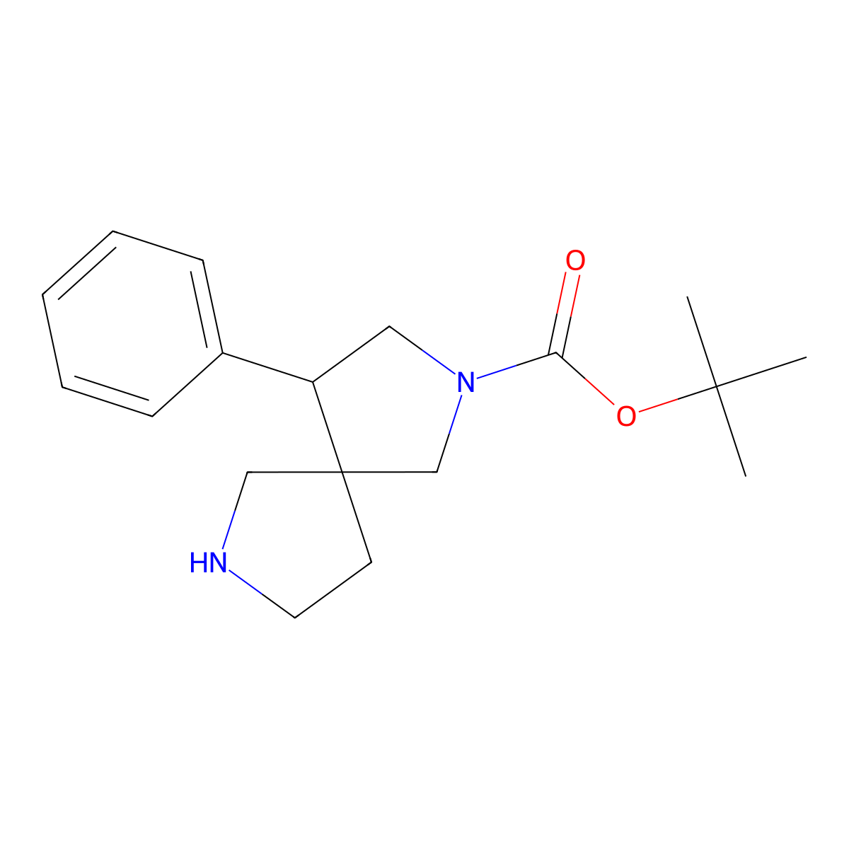 tert-Butyl (4R,5S)-4-phenyl-2,7-diazaspiro[4.4]nonane-2-carboxylate molecular structure, CAS 1330766-05-6