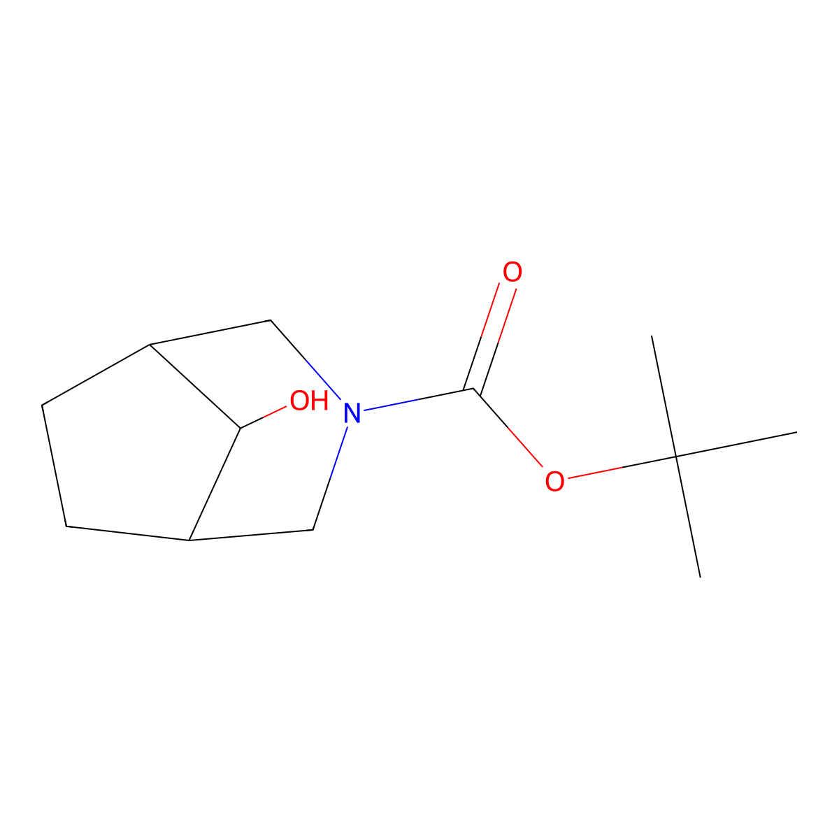 Tert-butyl 8-hydroxy-3-azabicyclo(3.2.1)octane-3-carboxylate molecular structure, CAS 1330766-08-9