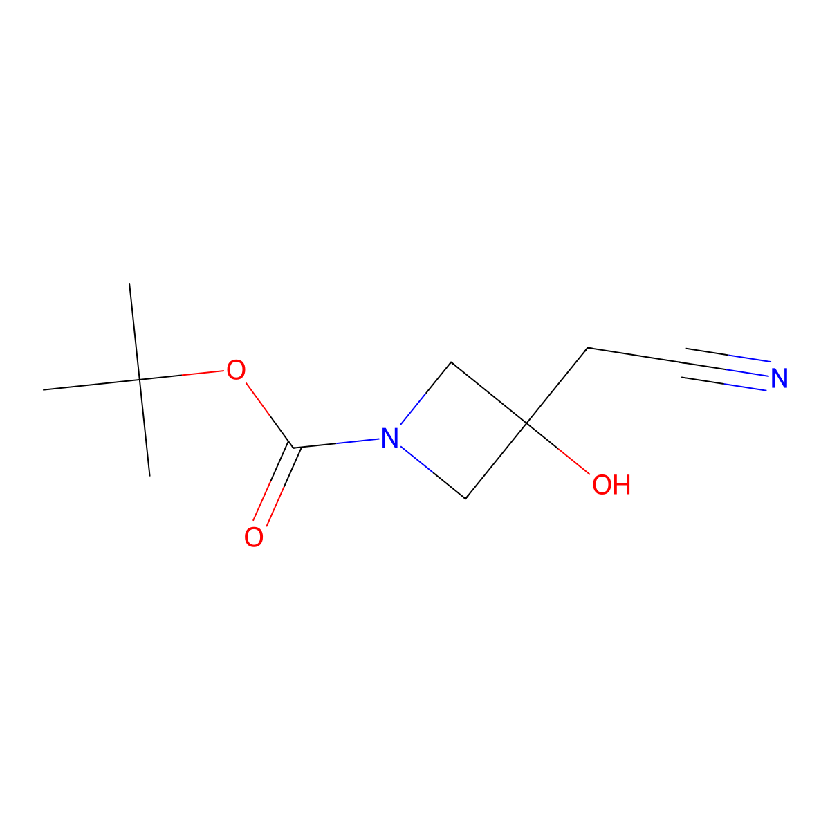 Tert-butyl 3-(cyanomethyl)-3-hydroxyazetidine-1-carboxylate molecular structure, CAS 1330766-15-8