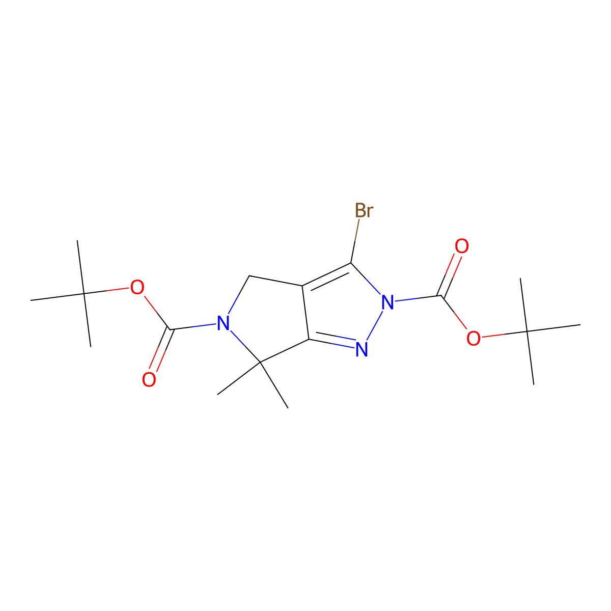 Di-tert-butyl 3-bromo-6,6-dimethylpyrrolo[3,4-c]pyrazole-2,5(4H,6H)-dicarboxylate molecular structure, CAS 1330766-42-1