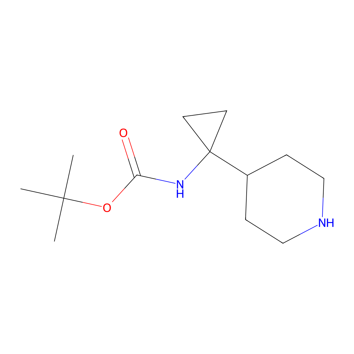 tert-butyl N-[1-(4-piperidyl)cyclopropyl]carbamate molecular structure, CAS 1330766-47-6