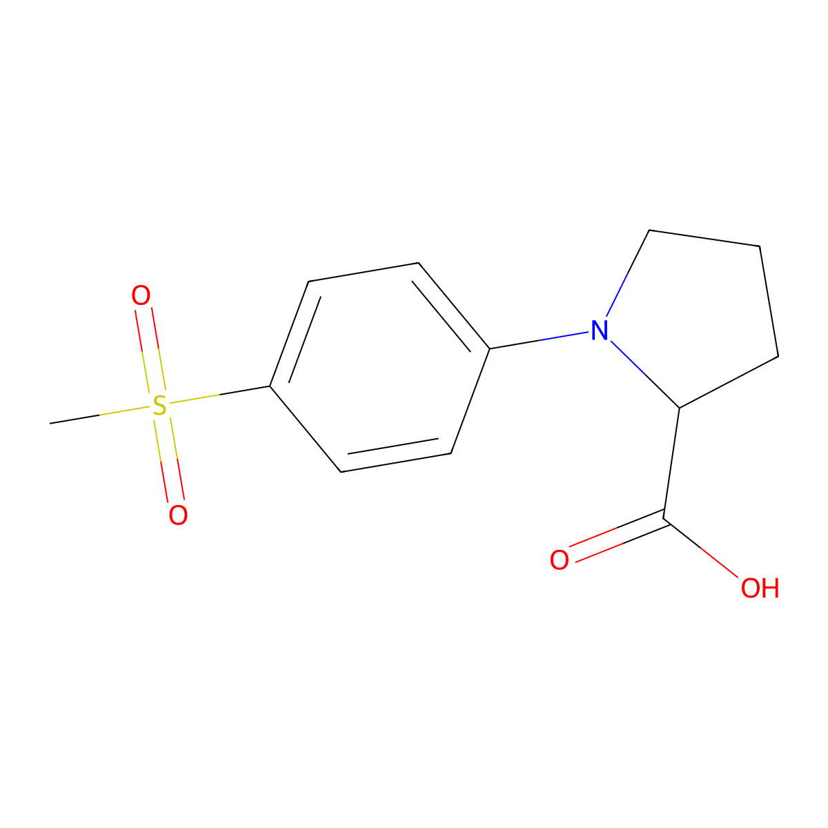 1-[4-(Methylsulfonyl)phenyl]pyrrolidine-2-carboxylic acid molecular structure, CAS 1330783-57-7