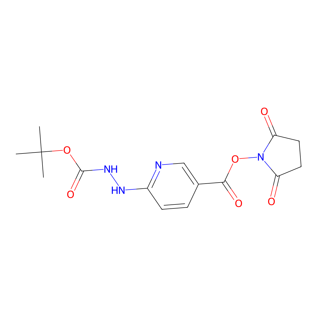 2,5-Dioxopyrrolidin-1-yl 6-(2-(tert-butoxycarbonyl)hydrazinyl)nicotinate molecular structure, CAS 133081-26-2