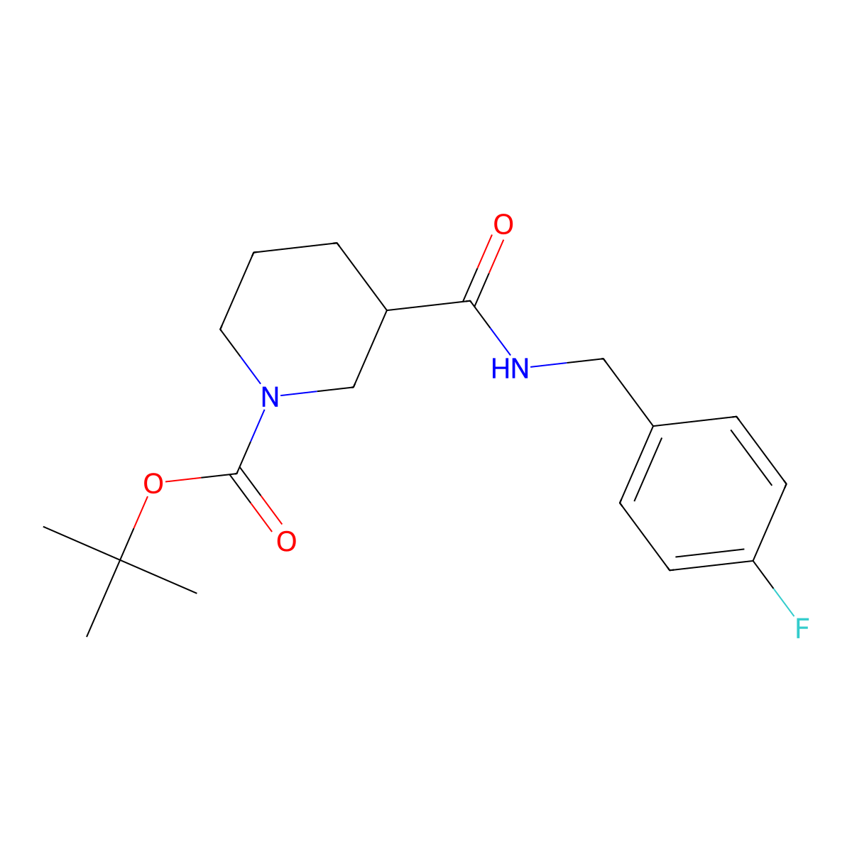 tert-Butyl 3-((4-fluorobenzyl)carbamoyl)piperidine-1-carboxylate molecular structure, CAS 1330851-59-6