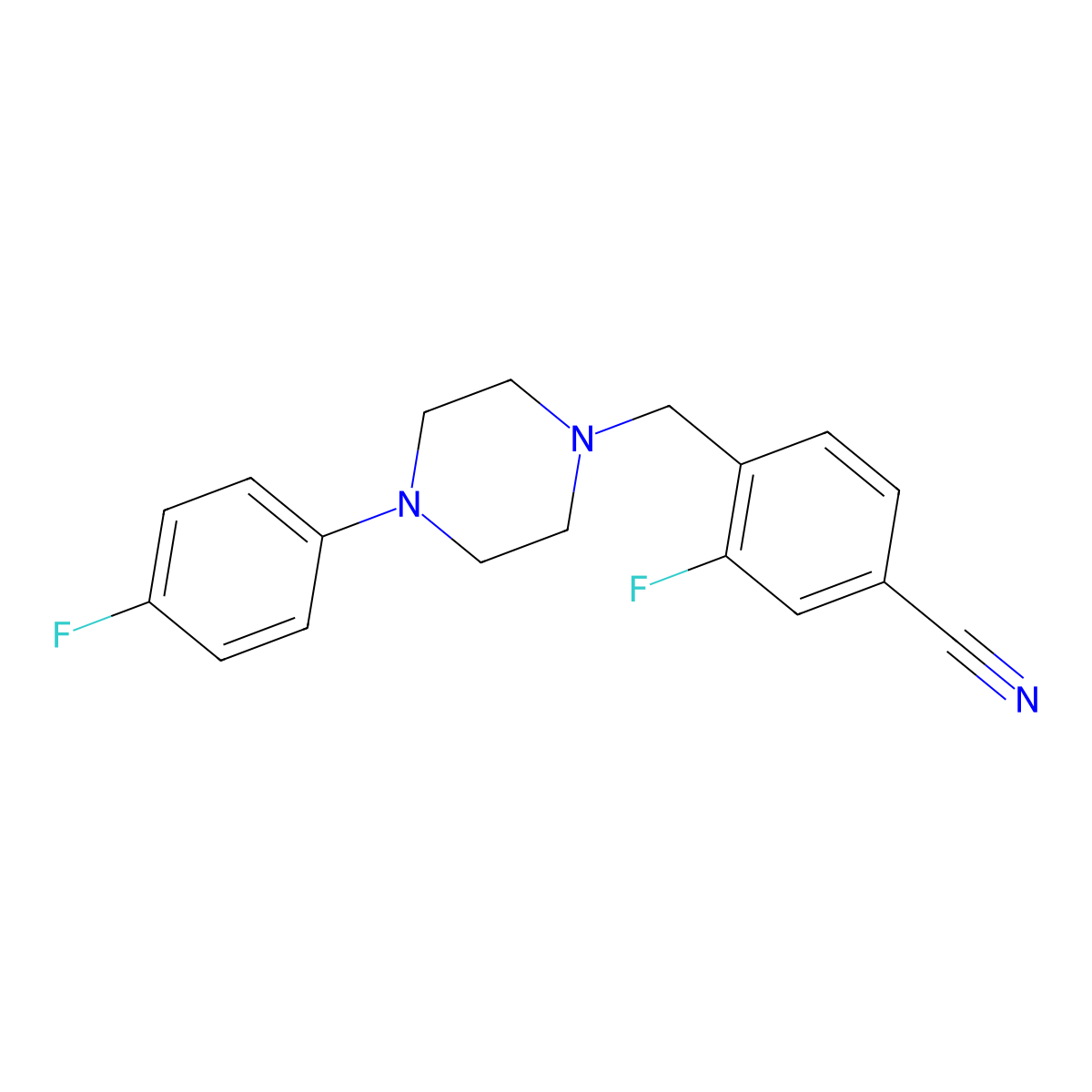 3-Fluoro-4-{[4-(4-fluorophenyl)piperazin-1-yl]methyl}benzonitrile molecular structure, CAS 1330873-57-8