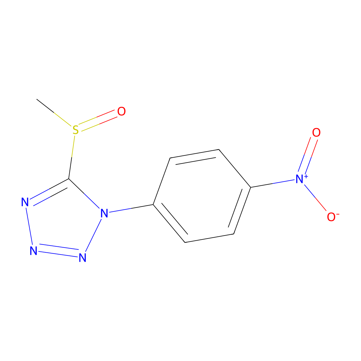 1H-Tetrazole, 5-(methylsulfinyl)-1-(4-nitrophenyl)- molecular structure, CAS 133088-64-9