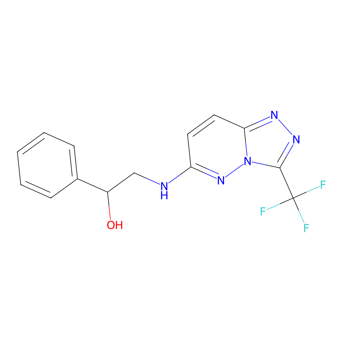 1-Phenyl-2-{[3-(trifluoromethyl)-[1,2,4]triazolo[4,3-b]pyridazin-6-yl]amino}ethan-1-ol molecular structure, CAS 1330886-20-8
