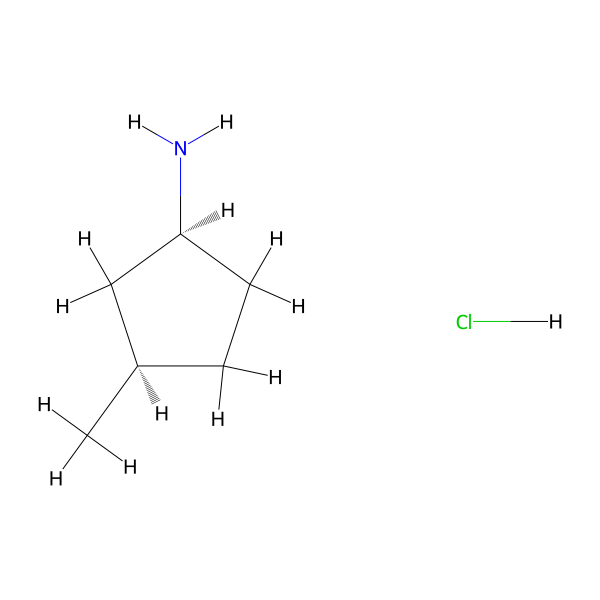 rac-(1R,3S)-3-methylcyclopentan-1-amine hydrochloride molecular structure, CAS 133089-01-7