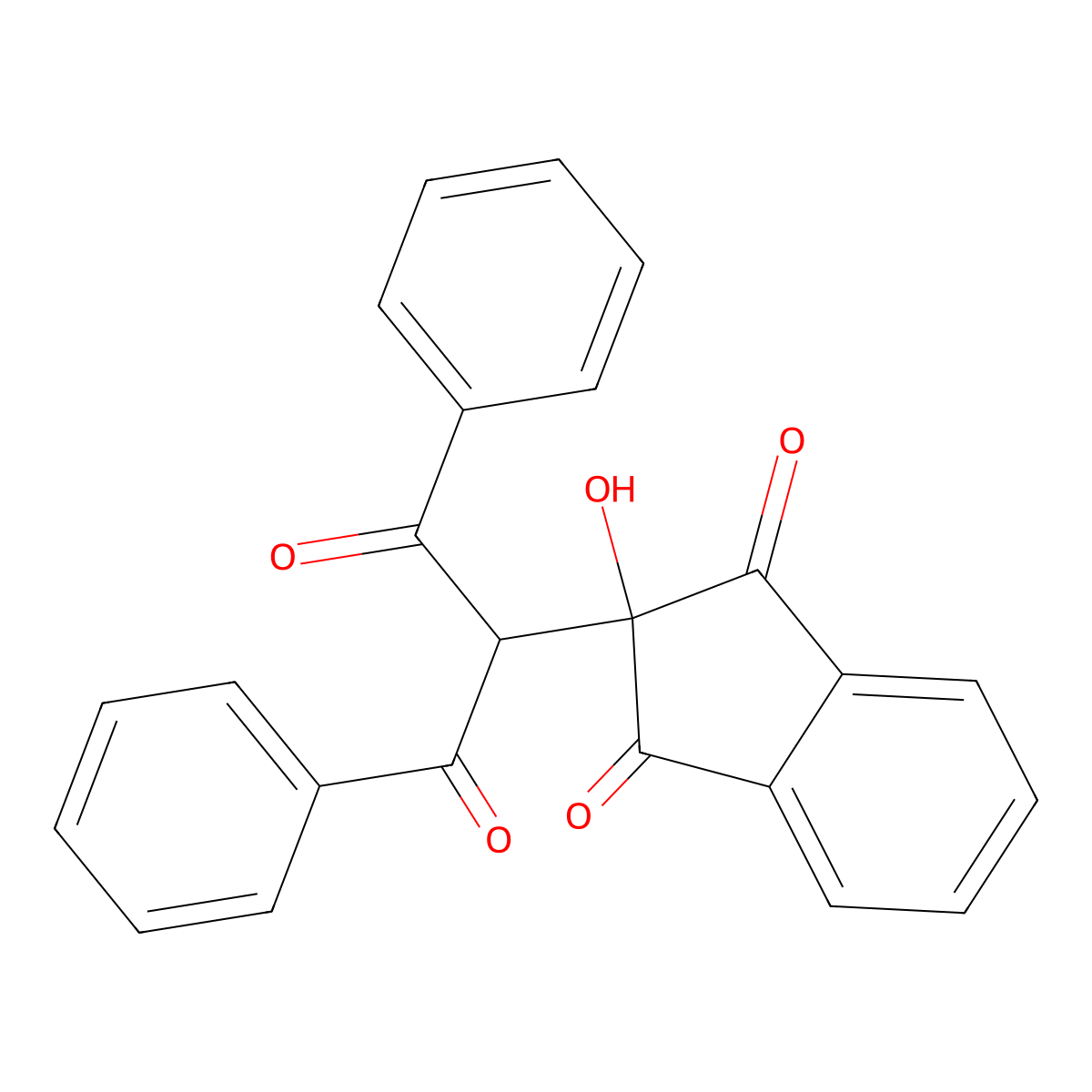 2-(1-Benzoyl-2-oxo-2-phenylethyl)-2-hydroxy-1H-indene-1,3(2H)-dione molecular structure, CAS 133093-99-9