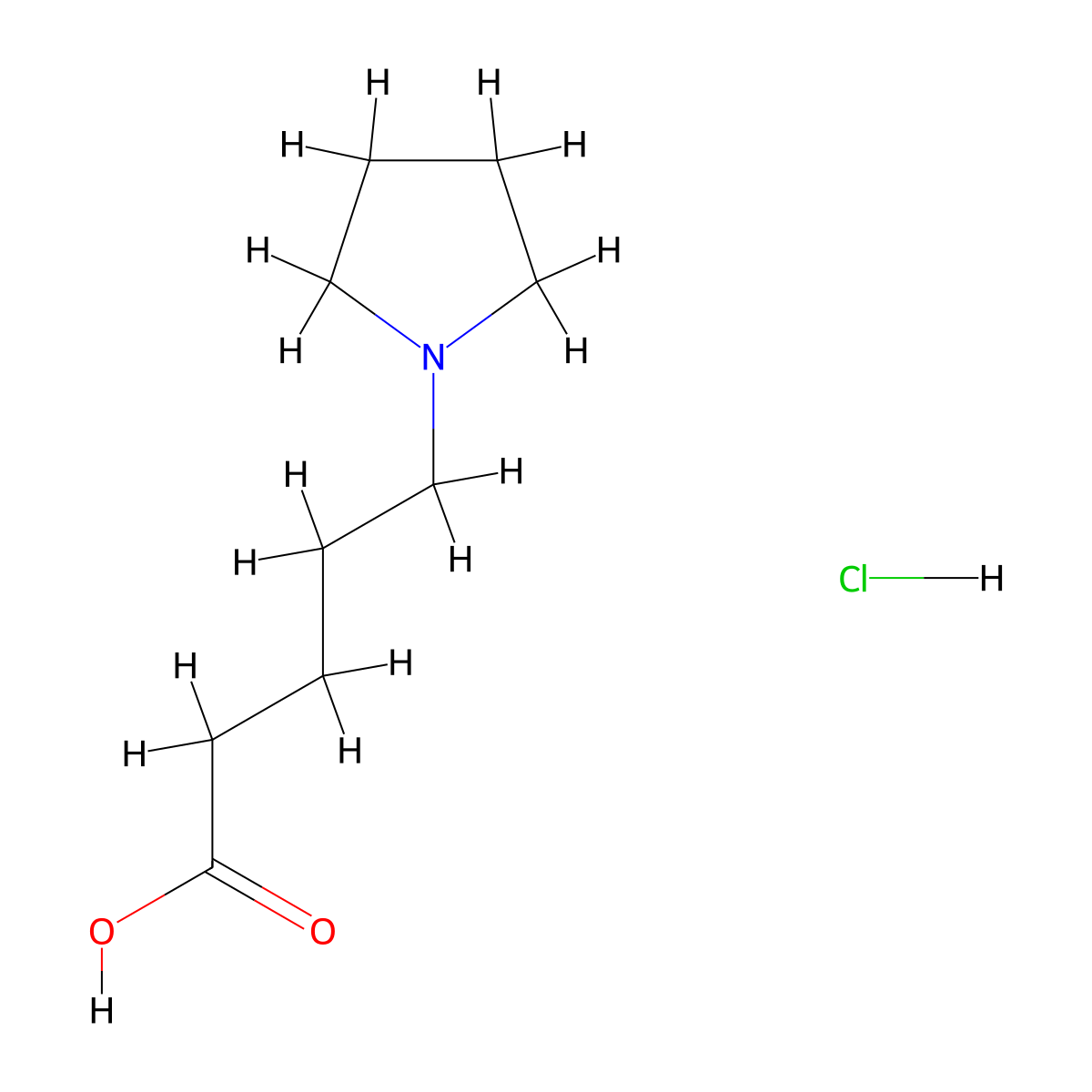 5-(Pyrrolidin-1-yl)pentanoic acid hydrochloride molecular structure, CAS 133095-33-7