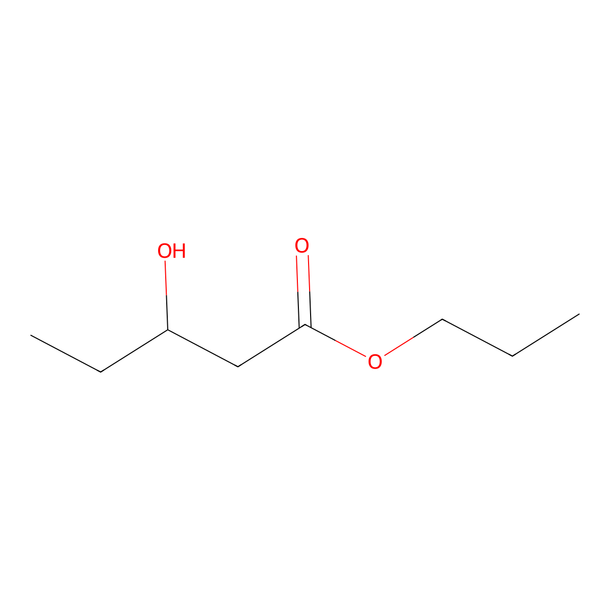 Propyl 3-hydroxypentanoate molecular structure, CAS 133098-11-0