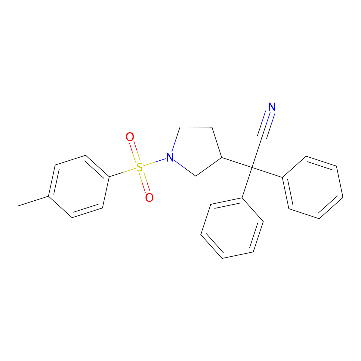 (3S)-1-[(4-Methylphenyl)sulfonyl]-alpha,alpha-diphenyl-3-pyrrolidineacetonitrile molecular structure, CAS 133099-09-9