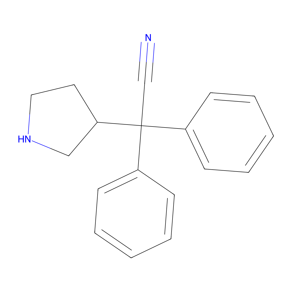 (R)-2,2-diphenyl-2-(pyrrolidin-3-yl)acetonitrile molecular structure, CAS 133099-12-4