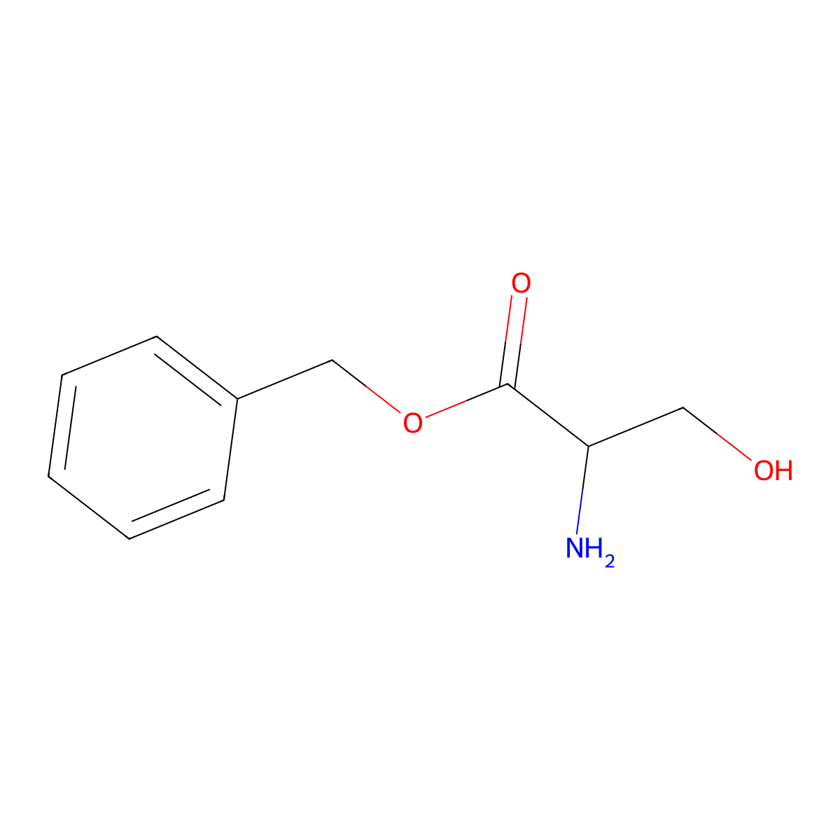 benzyl (2R)-2-amino-3-hydroxypropanoate molecular structure, CAS 133099-79-3