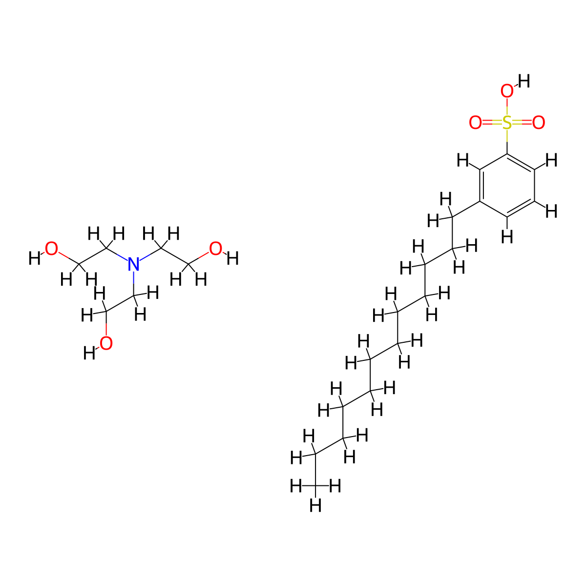 dodecylbenzenesulfonic acid, triethanolamine salt molecular structure, CAS 1331-60-8