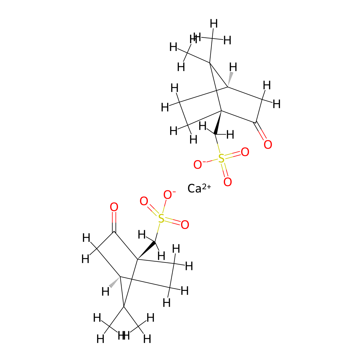 Calcium camphorsulfonate molecular structure, CAS 1331-87-9