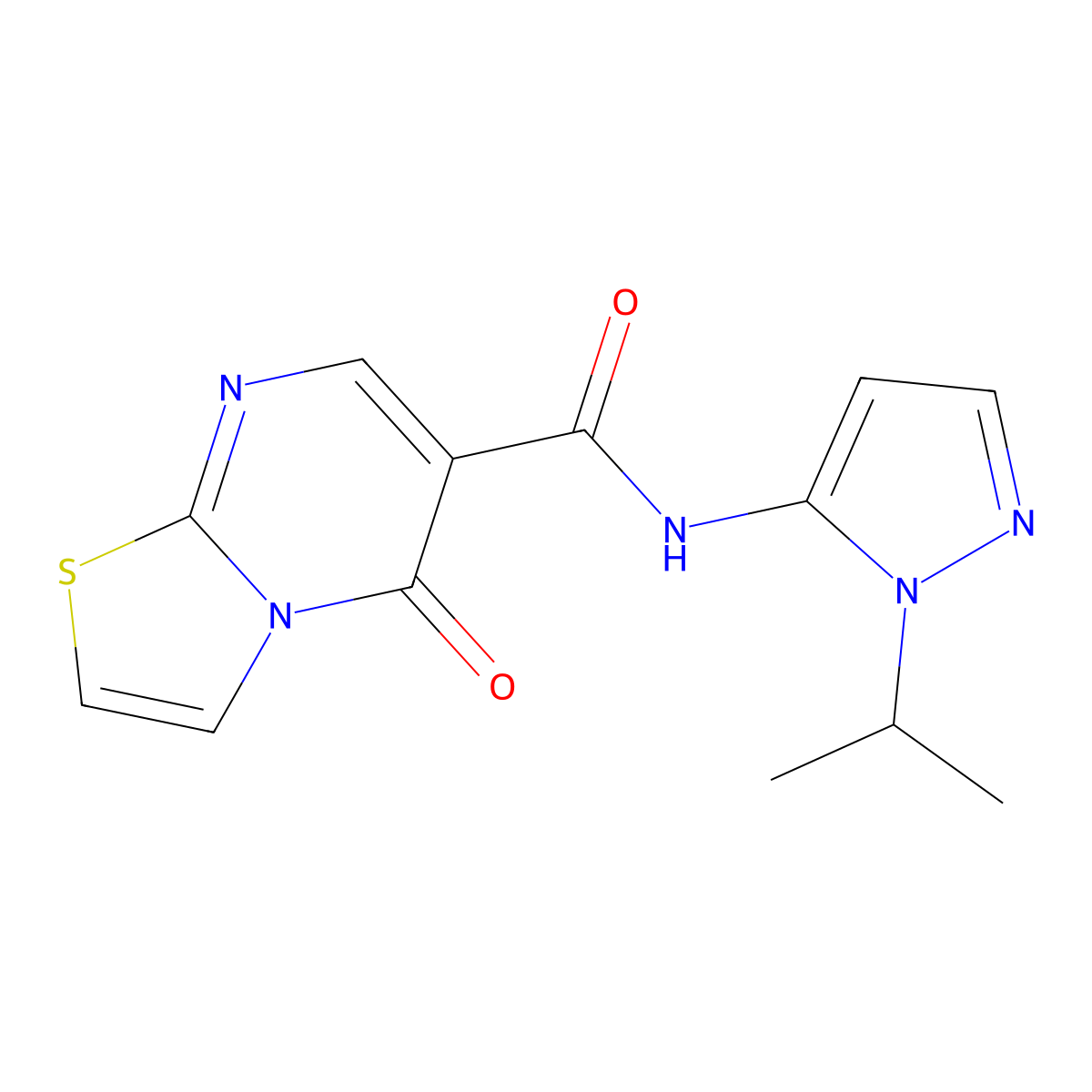 5-oxo-N-[1-(propan-2-yl)-1H-pyrazol-5-yl]-5H-[1,3]thiazolo[3,2-a]pyrimidine-6-carboxamide molecular structure, CAS 1331030-95-5