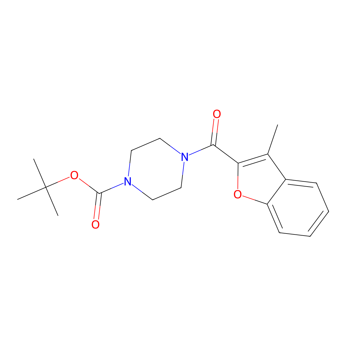 Tert-butyl 4-(3-methyl-1-benzofuran-2-carbonyl)piperazine-1-carboxylate molecular structure, CAS 1331060-83-3