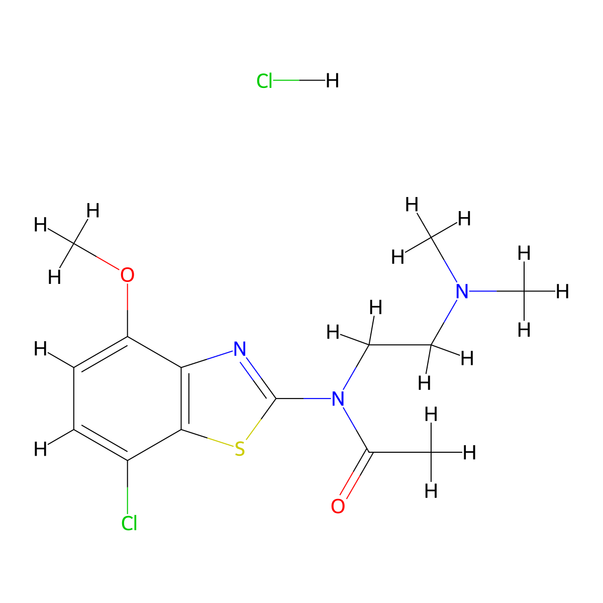 N-(7-chloro-4-methoxybenzo[d]thiazol-2-yl)-N-(2-(dimethylamino)ethyl)acetamide hydrochloride molecular structure, CAS 1331119-74-4