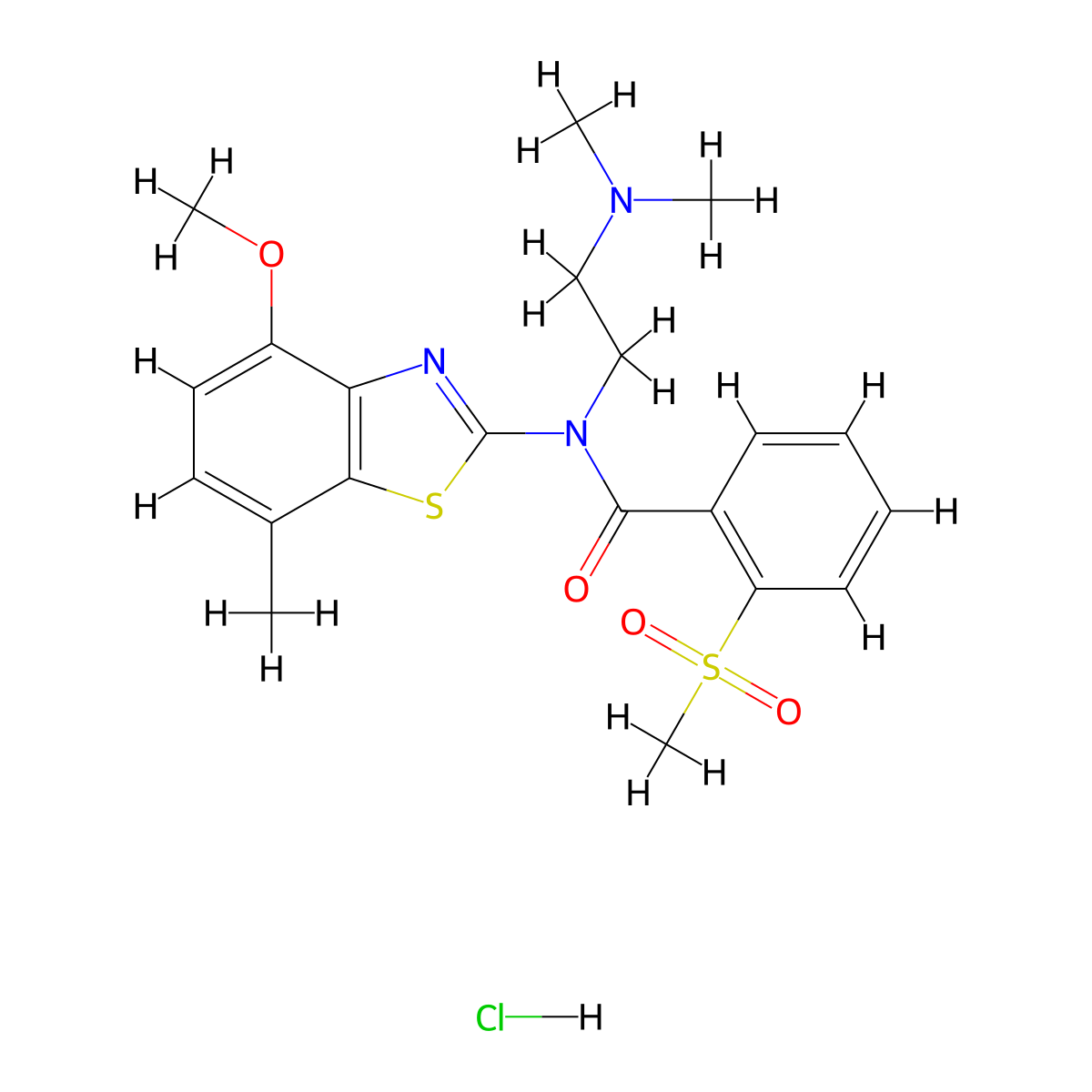 N-(2-(dimethylamino)ethyl)-N-(4-methoxy-7-methylbenzo[d]thiazol-2-yl)-2-(methylsulfonyl)benzamide hydrochloride molecular structure, CAS 1331127-32-2