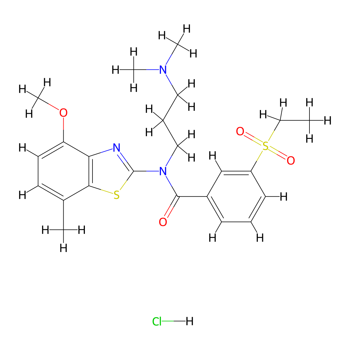 N-(3-(dimethylamino)propyl)-3-(ethylsulfonyl)-N-(4-methoxy-7-methylbenzo[d]thiazol-2-yl)benzamide hydrochloride molecular structure, CAS 1331127-49-1