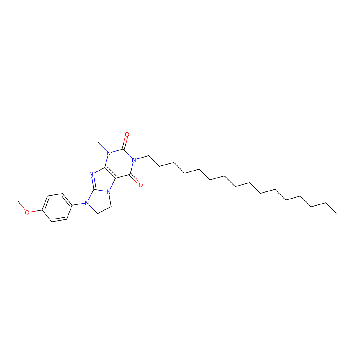3-hexadecyl-8-(4-methoxyphenyl)-1-methyl-1H,2H,3H,4H,6H,7H,8H-imidazo[1,2-g]purine-2,4-dione molecular structure, CAS 1331127-54-8