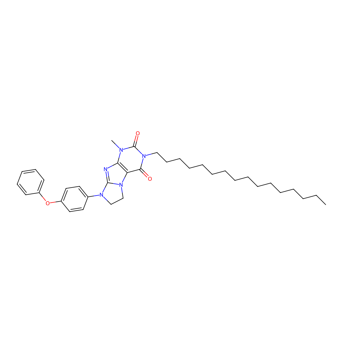 3-hexadecyl-1-methyl-8-(4-phenoxyphenyl)-1H,2H,3H,4H,6H,7H,8H-imidazo[1,2-g]purine-2,4-dione molecular structure, CAS 1331129-81-7