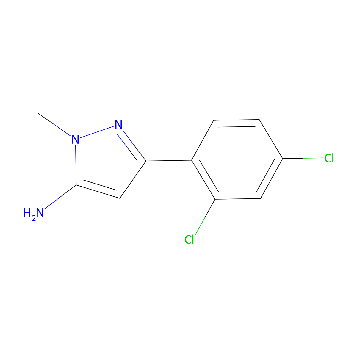 3-(2,4-dichlorophenyl)-1-methyl-1H-pyrazol-5-amine molecular structure, CAS 133113-09-4