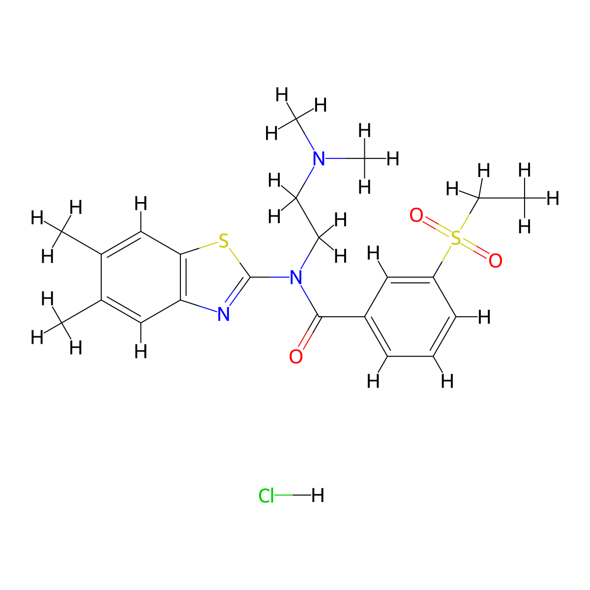 N-(2-(dimethylamino)ethyl)-N-(5,6-dimethylbenzo[d]thiazol-2-yl)-3-(ethylsulfonyl)benzamide hydrochloride molecular structure, CAS 1331131-75-9