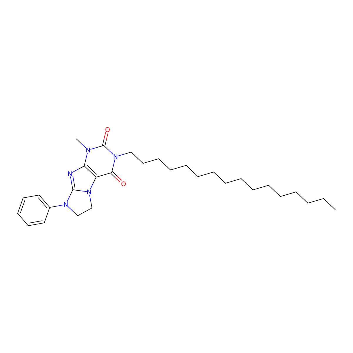 3-hexadecyl-1-methyl-8-phenyl-1H,2H,3H,4H,6H,7H,8H-imidazo[1,2-g]purine-2,4-dione molecular structure, CAS 1331135-76-2