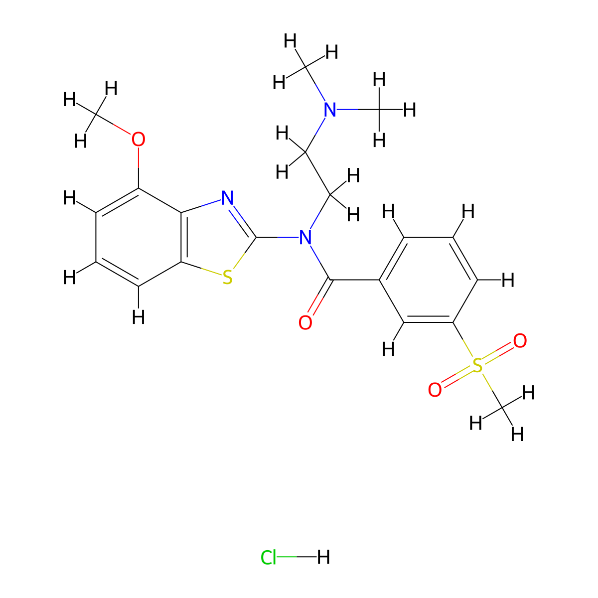 N-(2-(dimethylamino)ethyl)-N-(4-methoxybenzo[d]thiazol-2-yl)-3-(methylsulfonyl)benzamide hydrochloride molecular structure, CAS 1331135-83-1