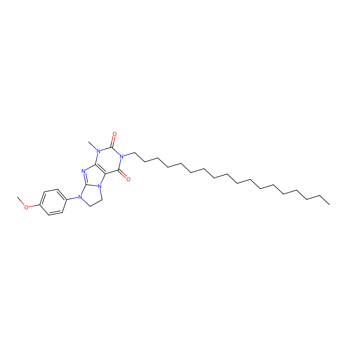 8-(4-methoxyphenyl)-1-methyl-3-octadecyl-1H,2H,3H,4H,6H,7H,8H-imidazo[1,2-g]purine-2,4-dione molecular structure, CAS 1331135-87-5