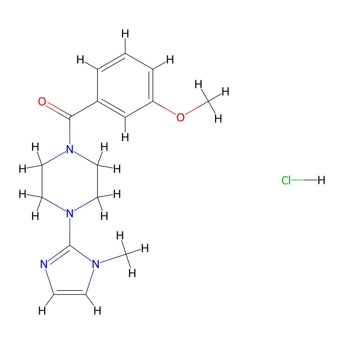 (3-methoxyphenyl)(4-(1-methyl-1H-imidazol-2-yl)piperazin-1-yl)methanone hydrochloride molecular structure, CAS 1331143-57-7