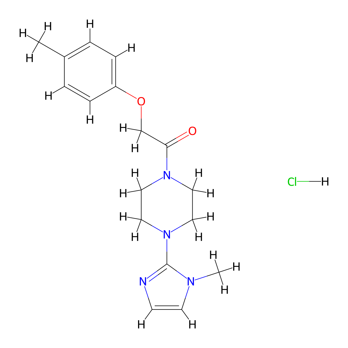 1-(4-(1-methyl-1H-imidazol-2-yl)piperazin-1-yl)-2-(p-tolyloxy)ethanone hydrochloride molecular structure, CAS 1331143-70-4
