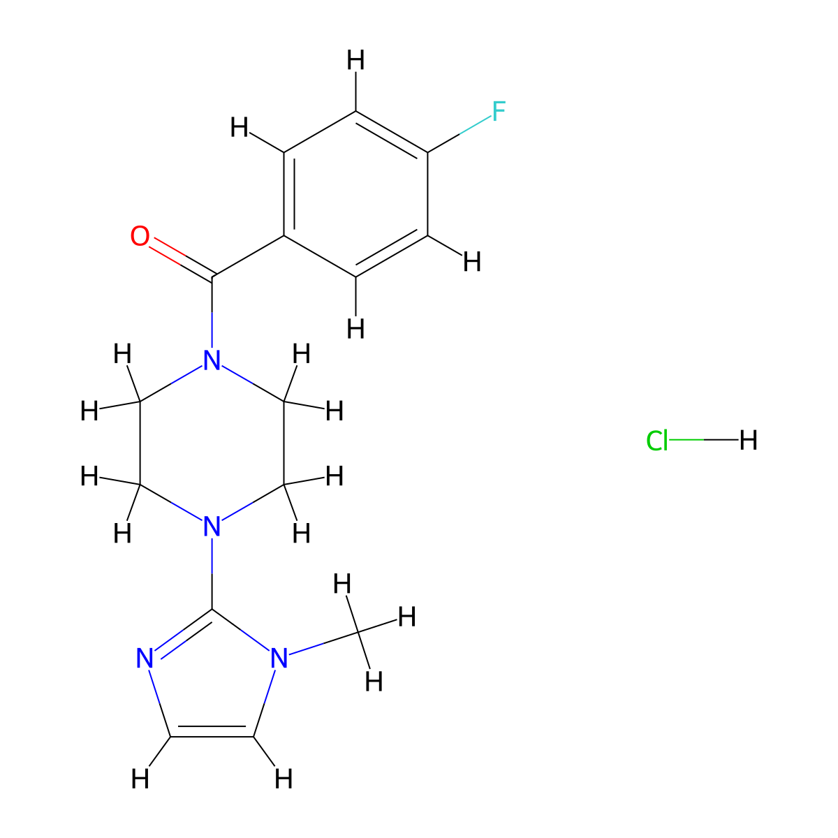 (4-fluorophenyl)(4-(1-methyl-1H-imidazol-2-yl)piperazin-1-yl)methanone hydrochloride molecular structure, CAS 1331145-09-5
