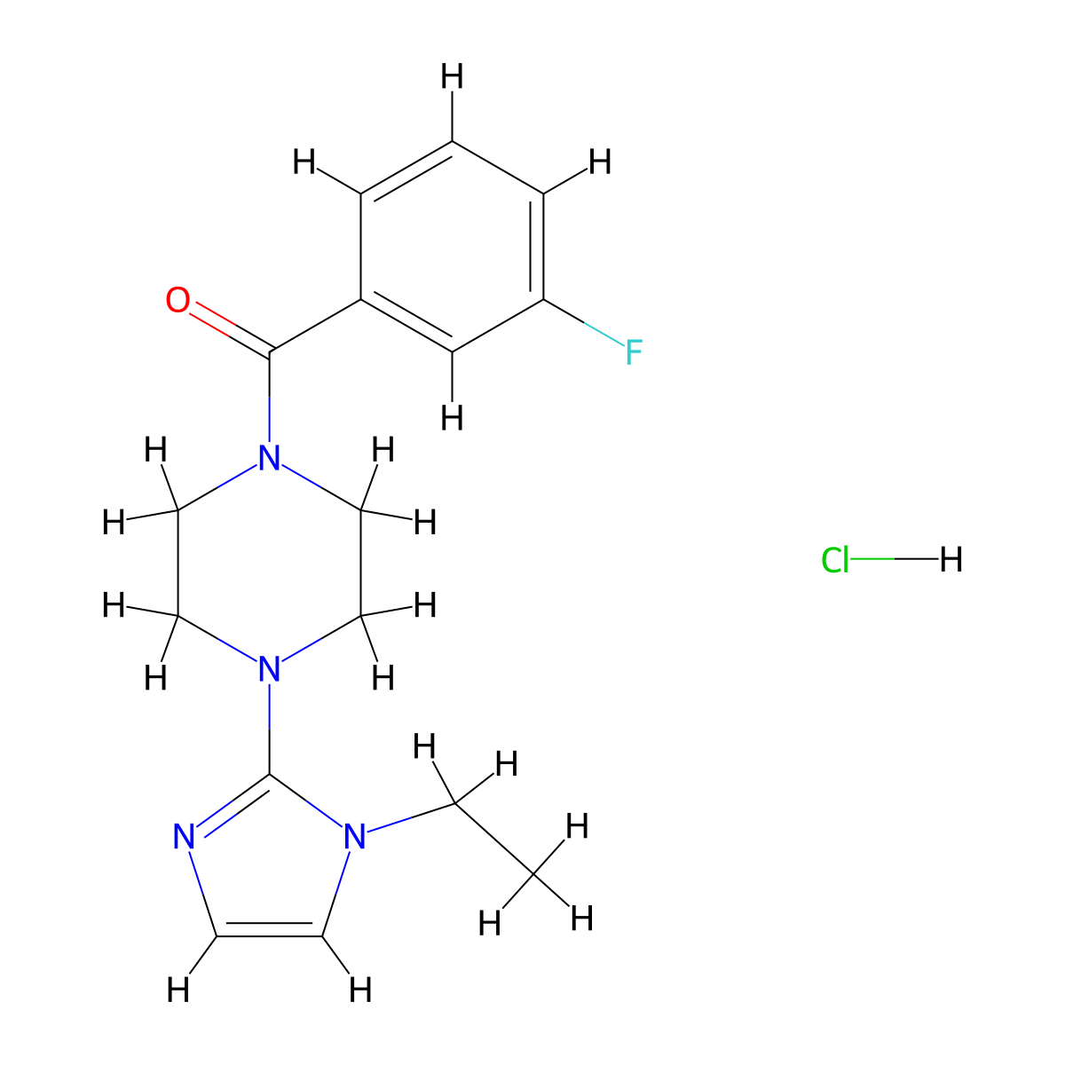 (4-(1-ethyl-1H-imidazol-2-yl)piperazin-1-yl)(3-fluorophenyl)methanone hydrochloride molecular structure, CAS 1331145-21-1
