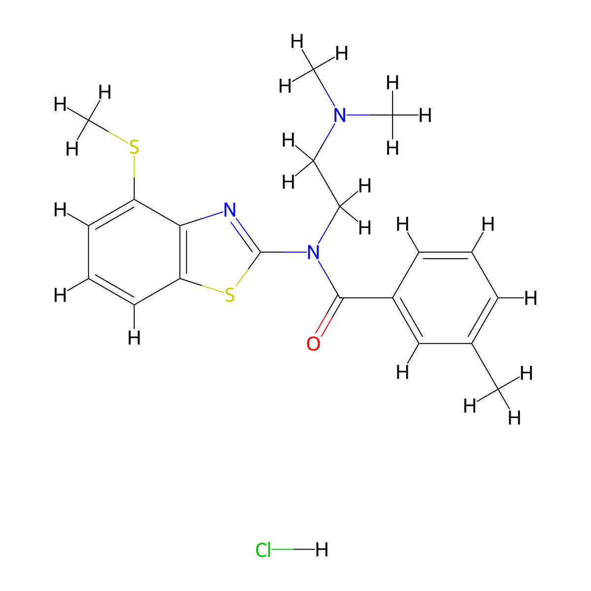 N-(2-(dimethylamino)ethyl)-3-methyl-N-(4-(methylthio)benzo[d]thiazol-2-yl)benzamide hydrochloride molecular structure, CAS 1331173-40-0