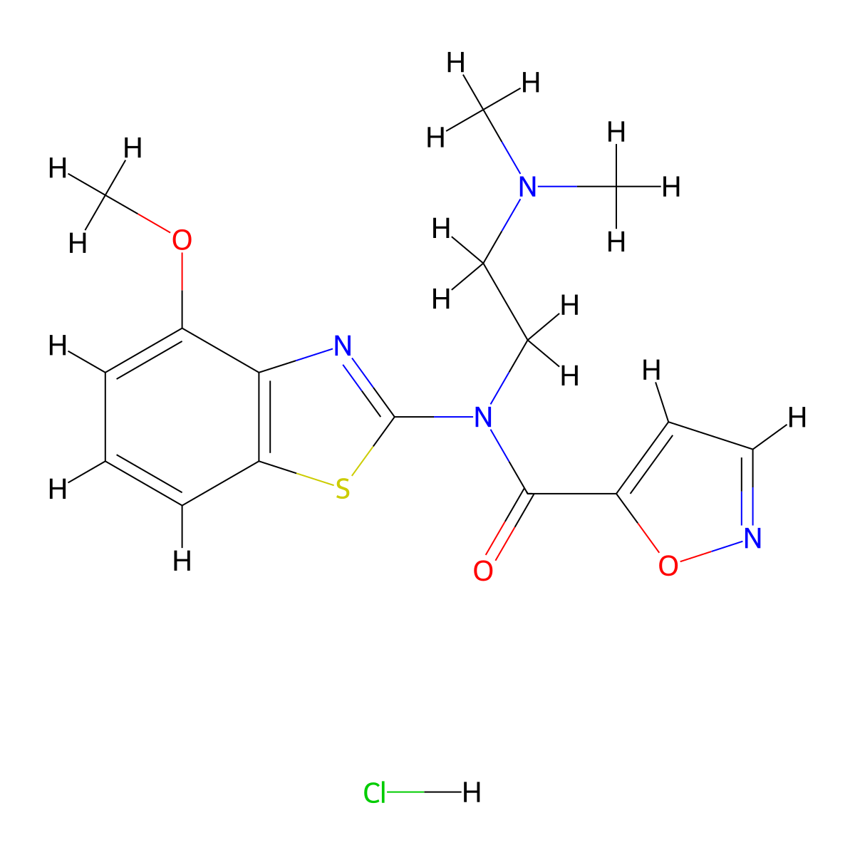 N-(2-(dimethylamino)ethyl)-N-(4-methoxybenzo[d]thiazol-2-yl)isoxazole-5-carboxamide hydrochloride molecular structure, CAS 1331177-91-3