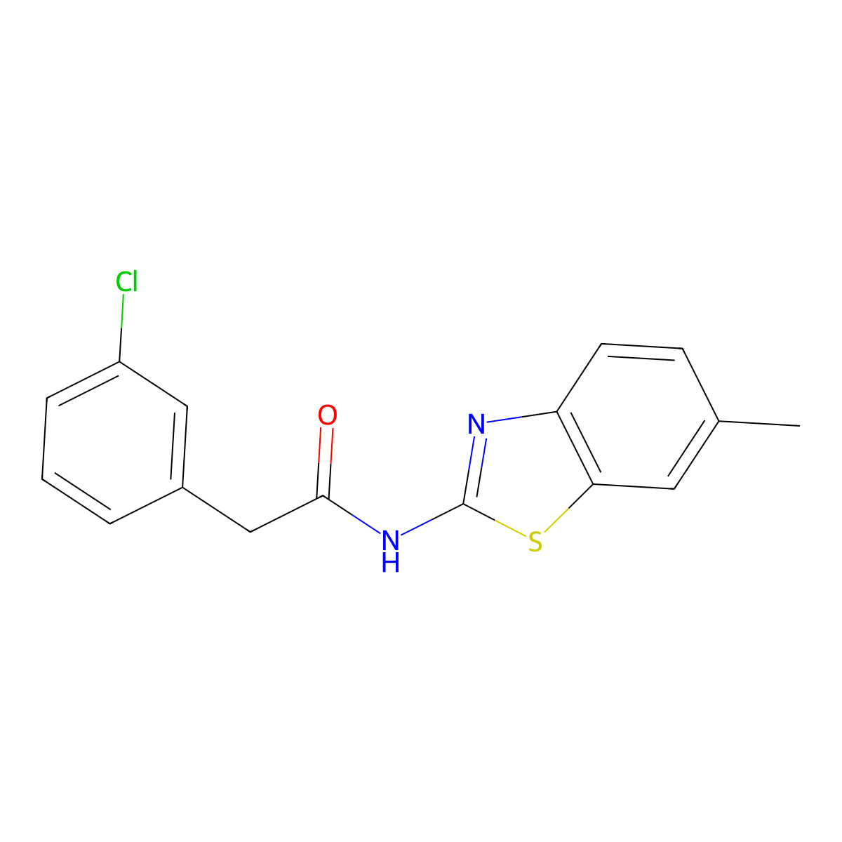 2-(3-chlorophenyl)-N-(6-methyl-1,3-benzothiazol-2-yl)acetamide molecular structure, CAS 1331185-56-8