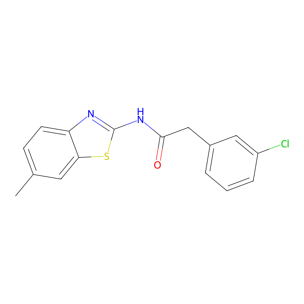 2-(3-chlorophenyl)-N-(6-methyl-1,3-benzothiazol-2-yl)acetamide molecular structure, CAS 1331185-56-8