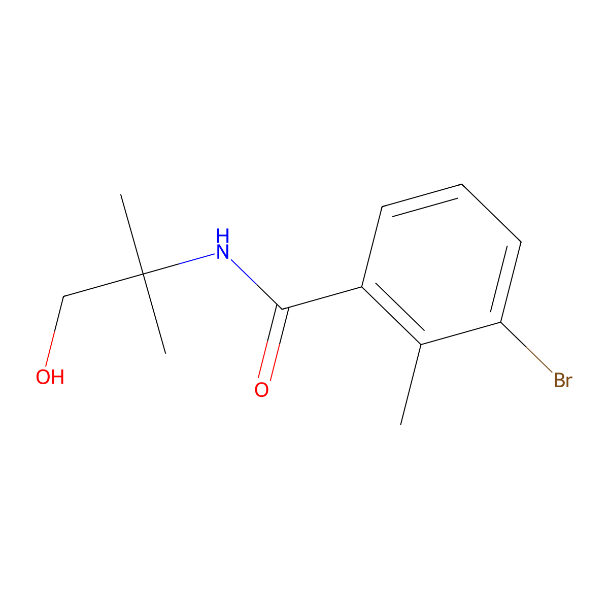 3-Bromo-N-(2-hydroxy-1,1-dimethylethyl)-2-methyl-benzamide molecular structure, CAS 1331185-69-3