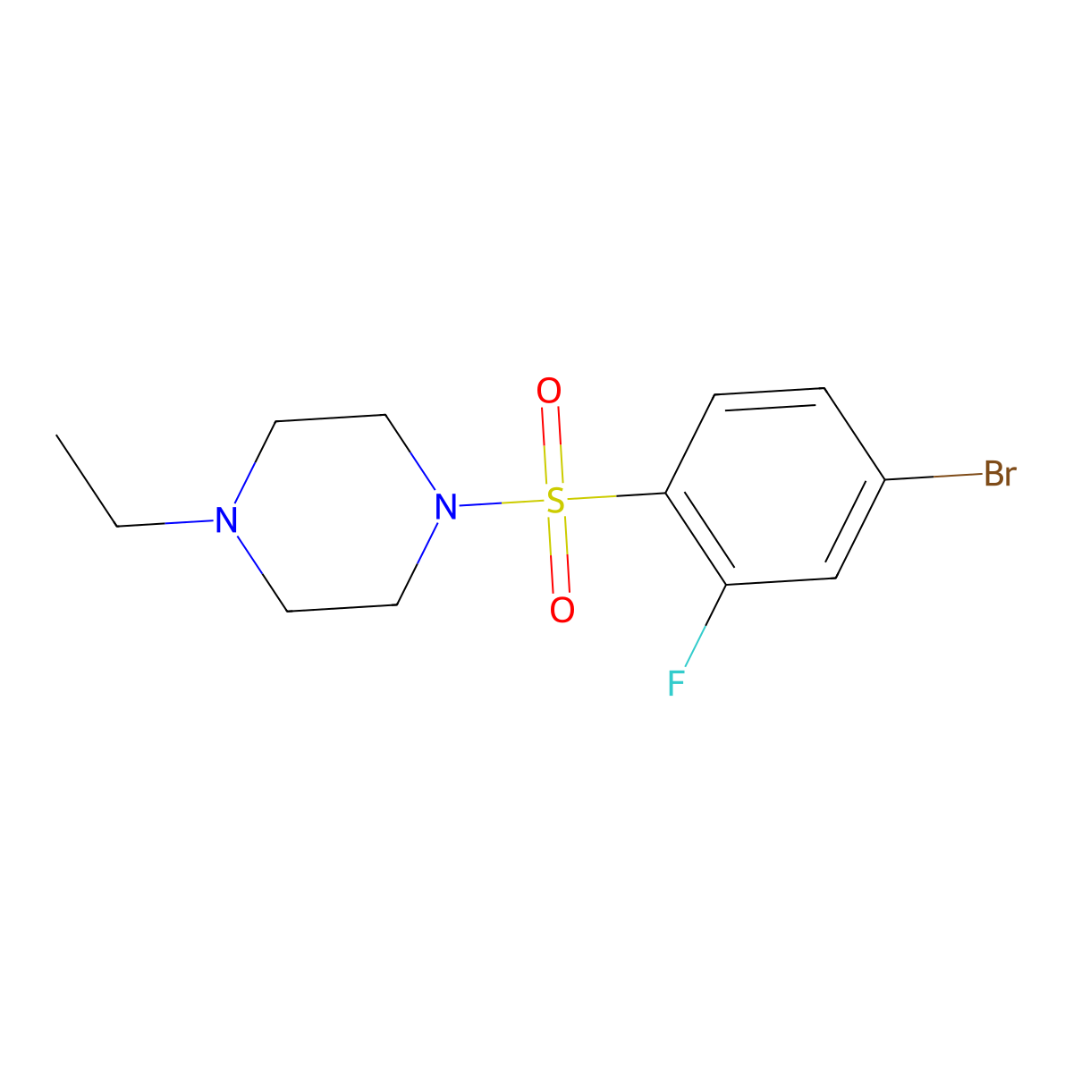 1-[(4-Bromo-2-fluorophenyl)sulfonyl]-4-ethylpiperazine molecular structure, CAS 1331185-87-5