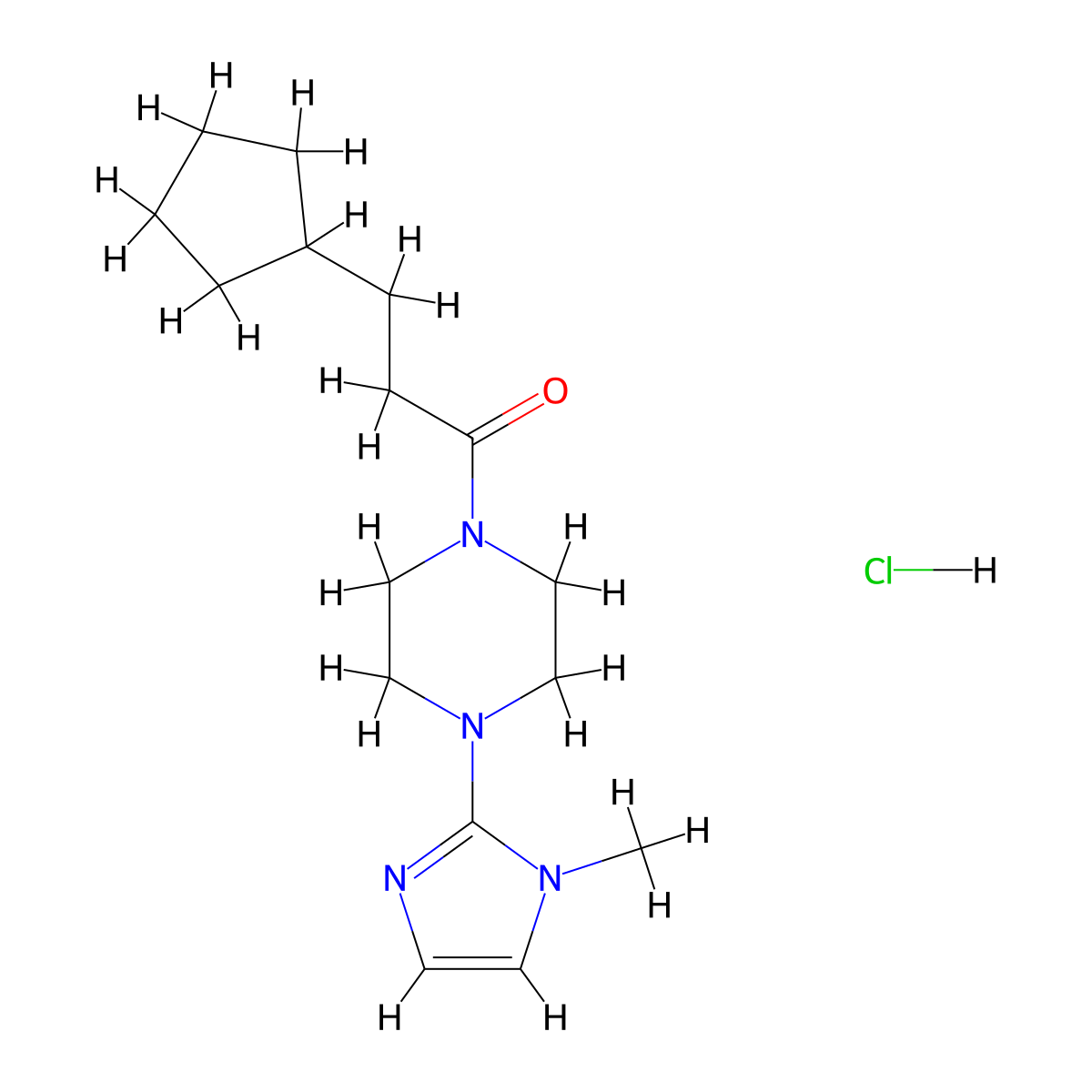 3-cyclopentyl-1-[4-(1-methyl-1H-imidazol-2-yl)piperazin-1-yl]propan-1-one hydrochloride molecular structure, CAS 1331188-07-8