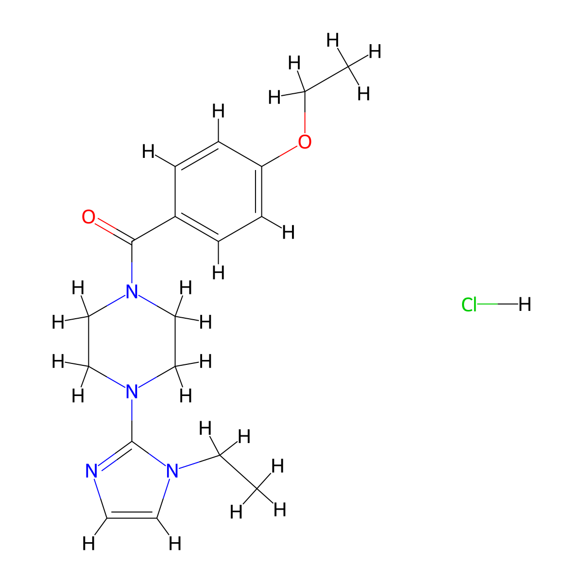 (4-ethoxyphenyl)(4-(1-ethyl-1H-imidazol-2-yl)piperazin-1-yl)methanone hydrochloride molecular structure, CAS 1331188-30-7