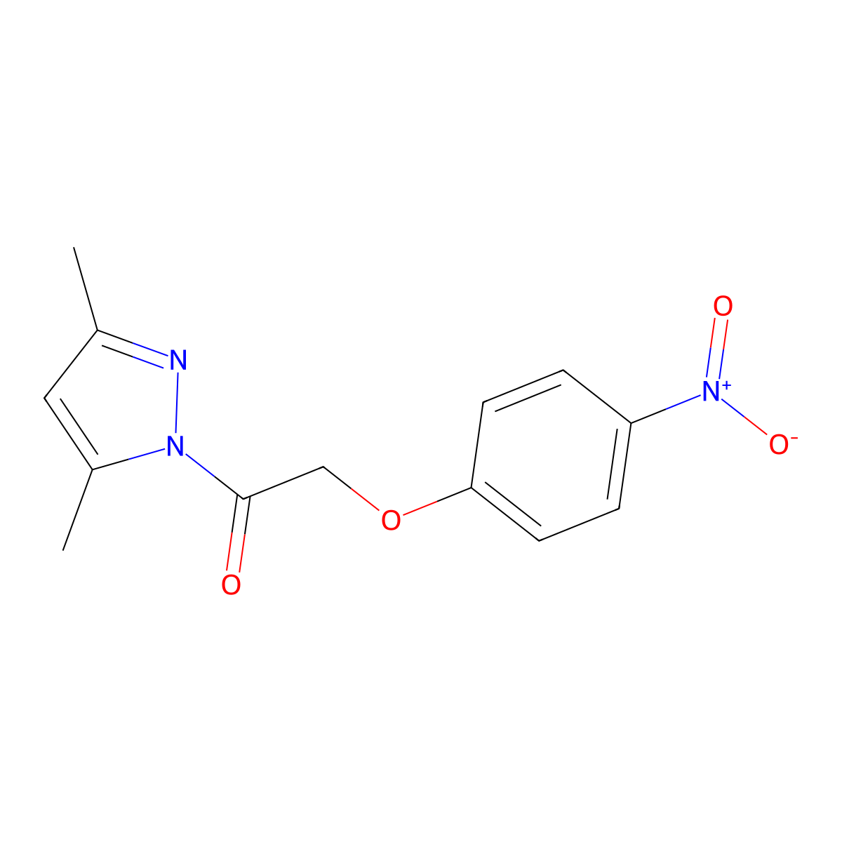 1-(3,5-dimethyl-1H-pyrazol-1-yl)-2-(4-nitrophenoxy)ethanone molecular structure, CAS 13312-40-8