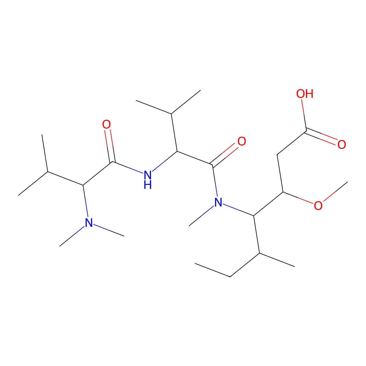(3R,4S,5S)-4-((S)-2-((S)-2-(dimethylamino)-3-methylbutanamido)-N,3-dimethylbutanamido)-3-methoxy-5-methylheptanoic acid molecular structure, CAS 133120-89-5