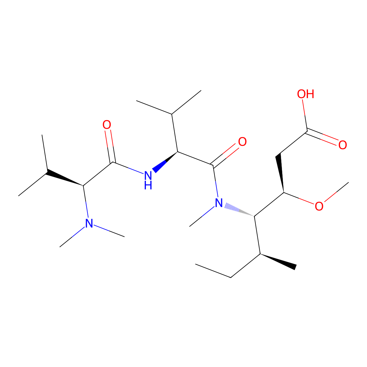 (3R,4S,5S)-4-((S)-2-((S)-2-(dimethylamino)-3-methylbutanamido)-N,3-dimethylbutanamido)-3-methoxy-5-methylheptanoic acid molecular structure, CAS 133120-89-5