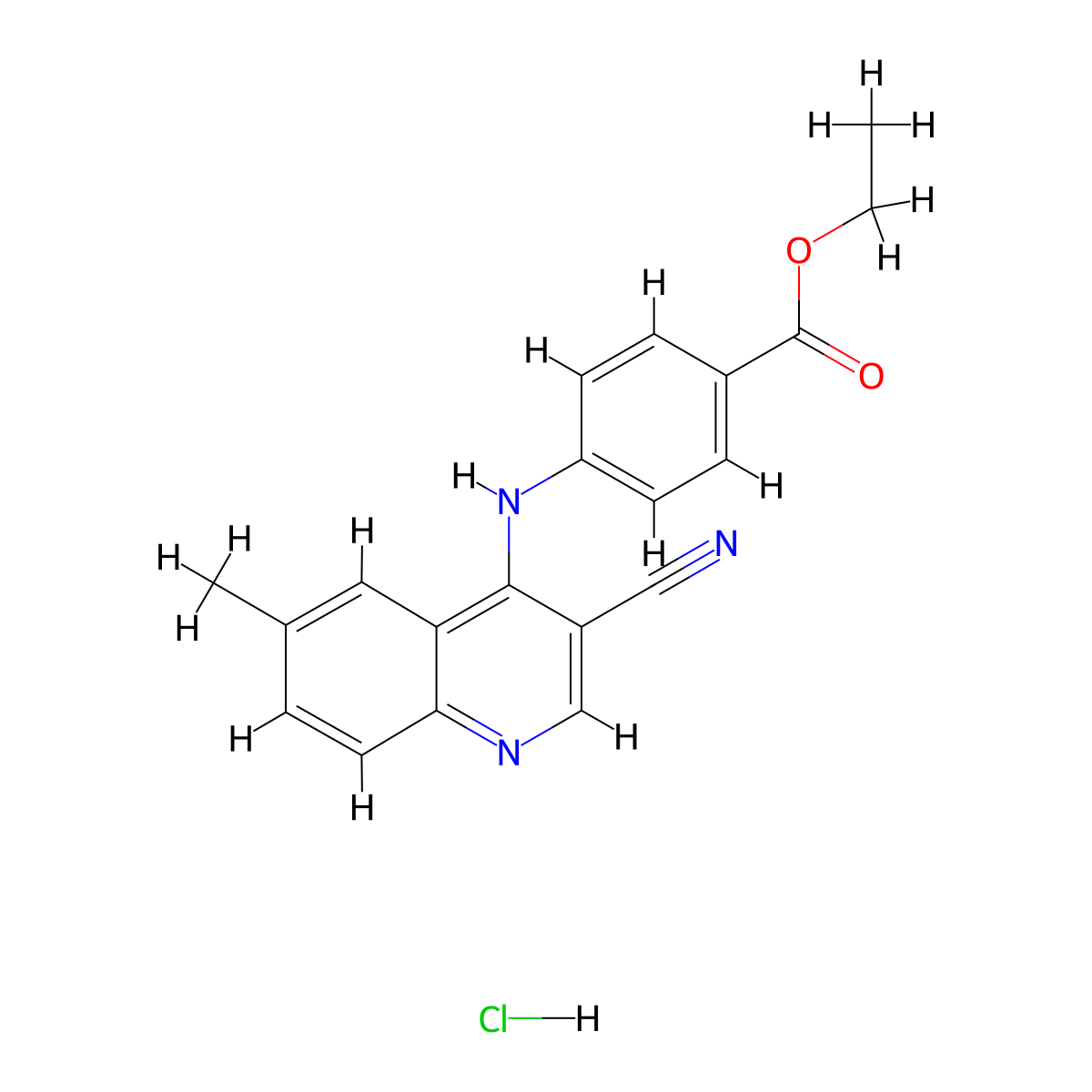 Ethyl 4-((3-cyano-6-methylquinolin-4-yl)amino)benzoate hydrochloride molecular structure, CAS 1331206-46-2